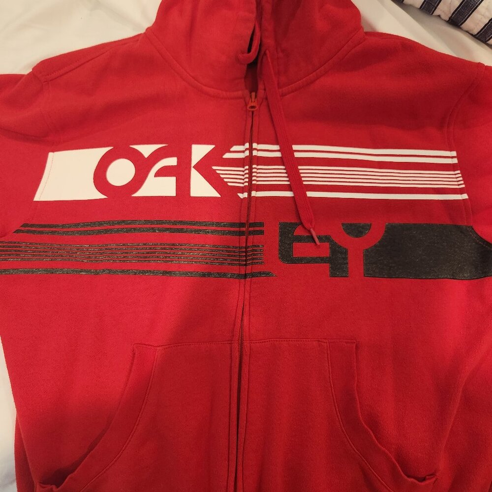 Oakley zip-up hoodie jacket red large